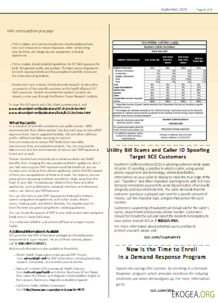 Facture commerciale de services publics EDISON de Californie du Sud, page 8, SCR